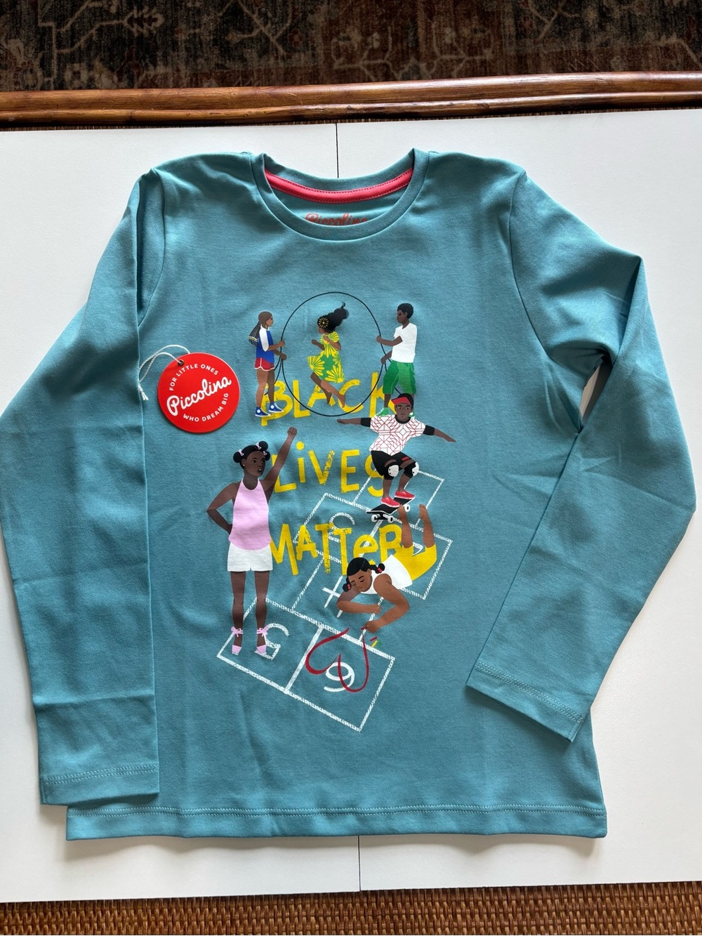 Piccolina Teal Kids' Long-Sleeve Tee with 'Black Lives Matter' Graphic